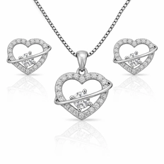 Conjunto Top Coração com Zircônias Cristal