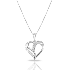 Gargantilha de Prata com Pingente de Coração Estilizado com Zircônias Cristal