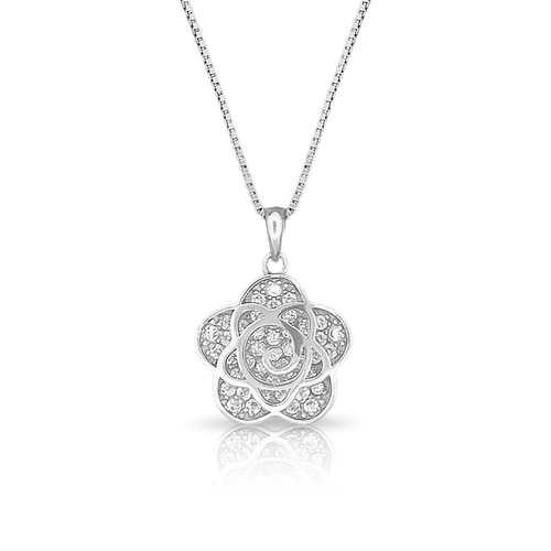 Gargantilha de Prata 925 Flor com Zircônias Cristal