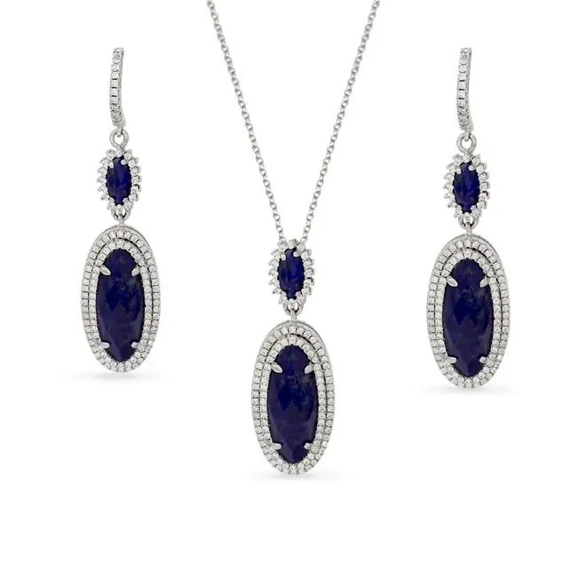 Conjunto Lápis Lazúli e Zircônias Cristal