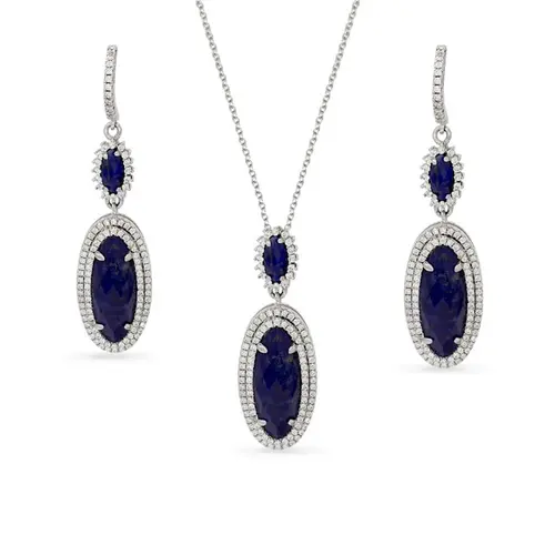 Conjunto Lápis Lazúli e Zircônias Cristal