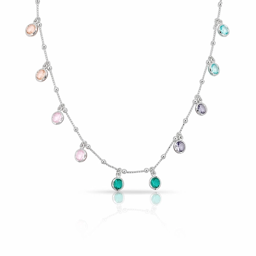 Gargantilha Choker com Esferas Espelhadas e Zircônias Redondas Coloridas