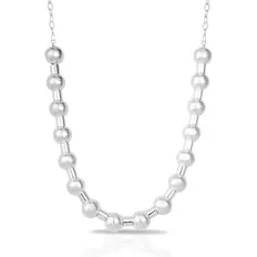 Choker de Prata Leve Canutilho Com Esferas Espelhadas