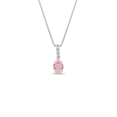 Gargantilha Com Zircônia Oval Rosa