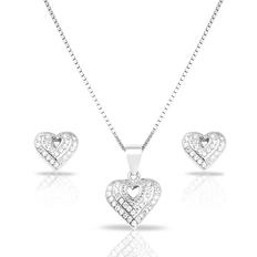 Conjunto com Coração Vazado e Zircônias