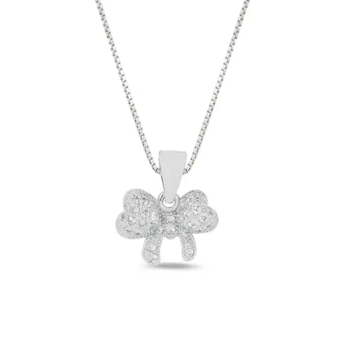 Gargantilha de Prata Laço com Zircônias Cristal
