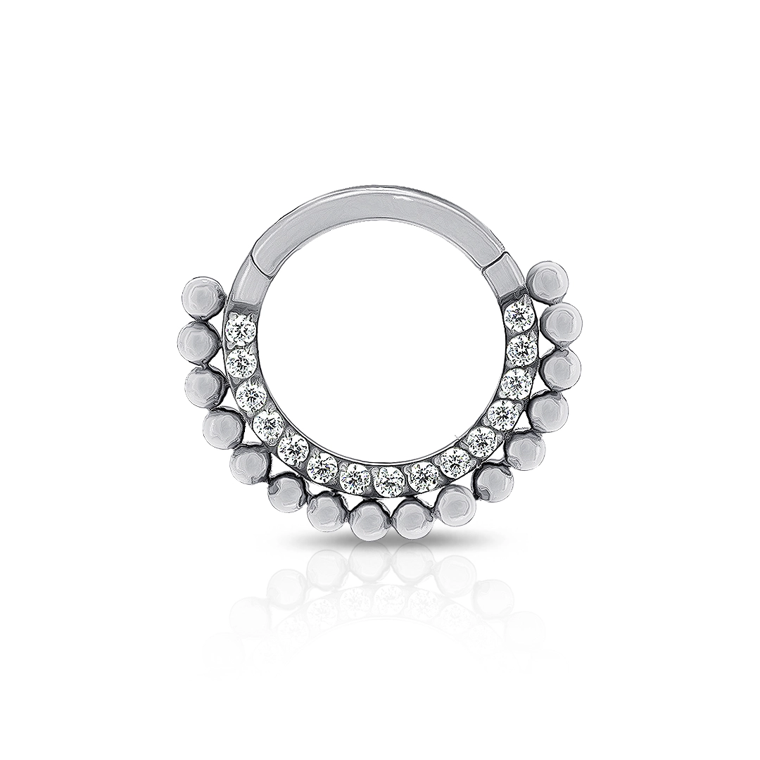 Piercing Argola com Esferas e Zircônias Cristal