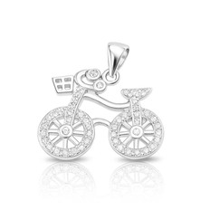 Pingente de Prata 925 Bicicleta com Zircônias Cristal
