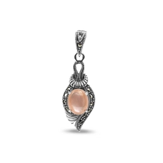 Pingente Envelhecido Oval com Marcassitas e Madrepérola Rosa