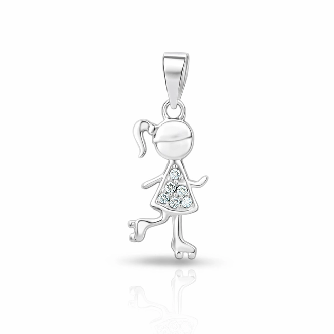Pingente Menina Espelhada com Zircônias Cristal