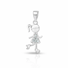 Pingente Menina Espelhada com Zircônias Cristal