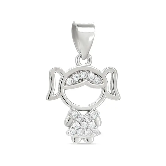Pingente de Menina com Zircônias Cristal