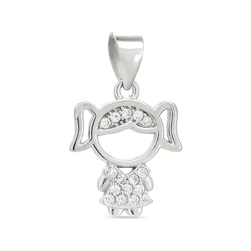 Pingente de Menina com Zircônias Cristal