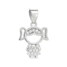 Pingente de Menina com Zircônias Cristal