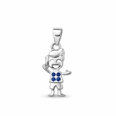 Pingente Menino Espelhado com Zircônias Safira