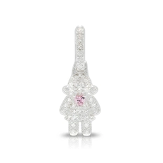 Pingente de Menina Com Zircônias Cristal e Coração Rosa