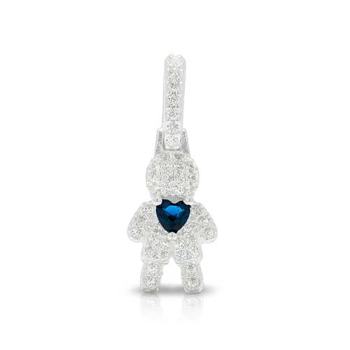 Pingente de Menino com Zircônias Cristal e Coração Safira