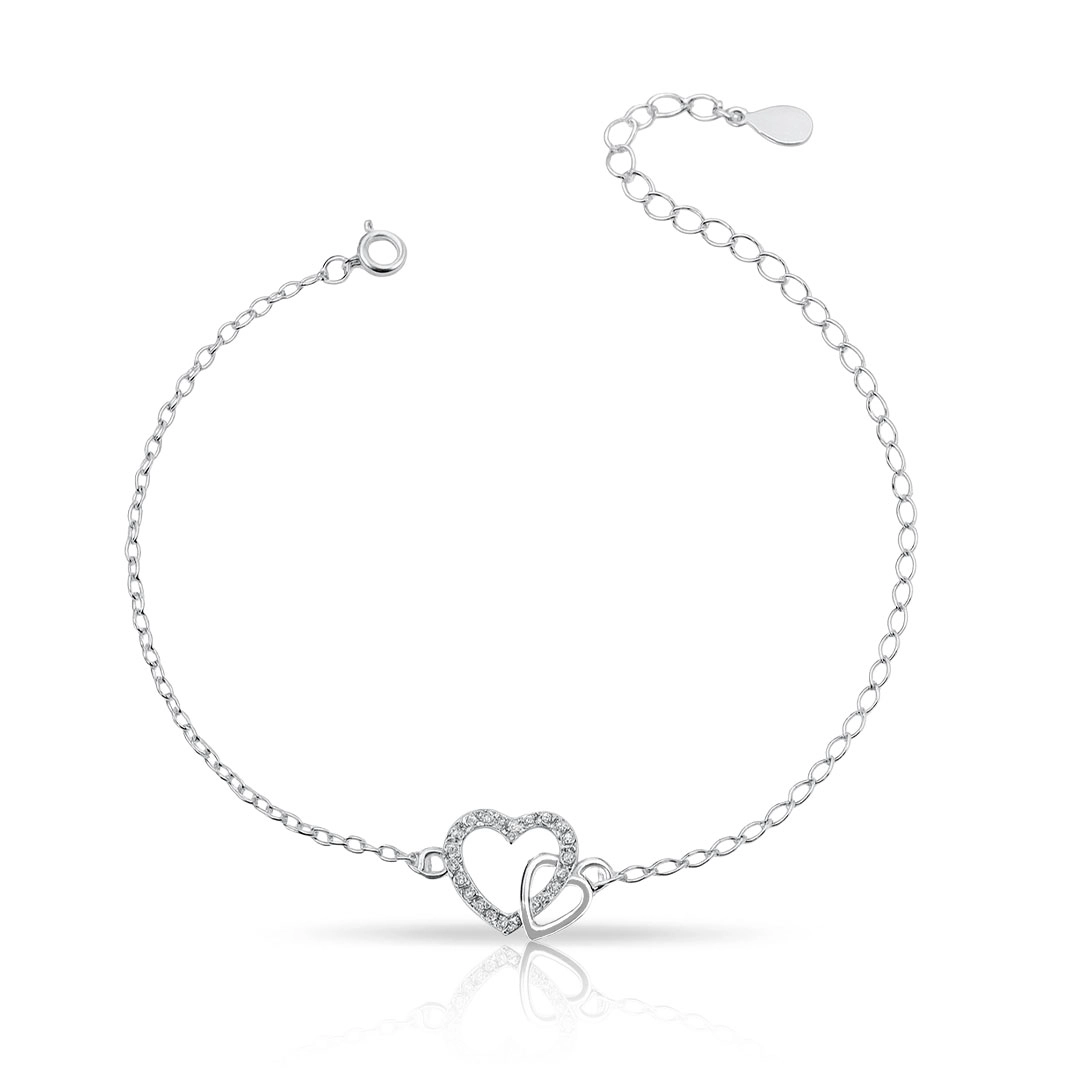 Pulseira com Corações Entrelaçados