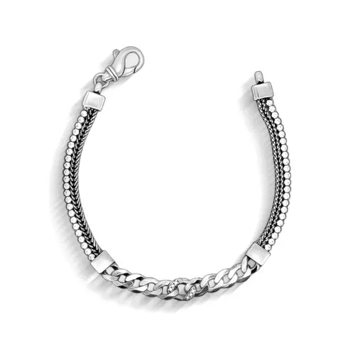 Pulseira Envelhecida com Malha Gourmette e Zircônias