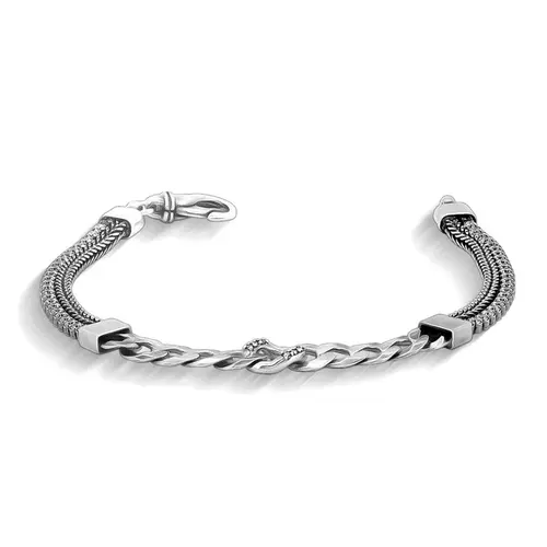 Pulseira Envelhecida com Malha Gourmette e Zircônias