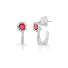 Brinco Meia Argola Com Zircônia Rubi