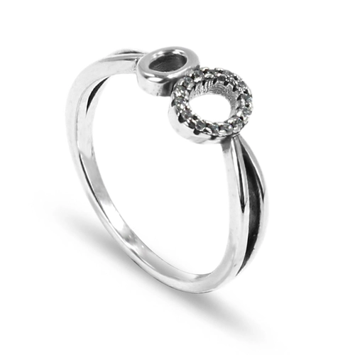 Anel Oval Vazado Duplo e com Zircônia Cristal