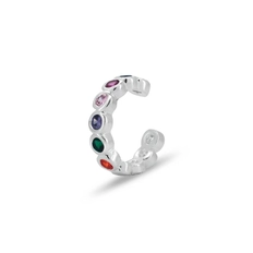 Brinco Ear Cuff Com Zircônias Coloridas (Unidade)