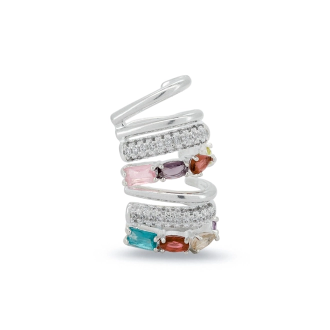 Brinco Ear Cuff com Zircônias Coloridas (Unidade)