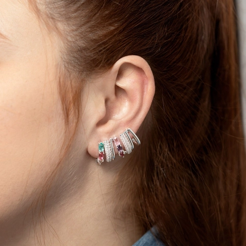 Brinco Ear Cuff com Zircônias Coloridas (Unidade)