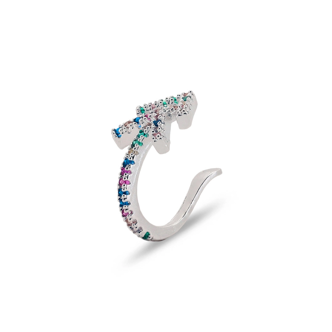 Brinco Ear Cuff Flecha Dupla Com Zircônias Coloridas (Unidade)