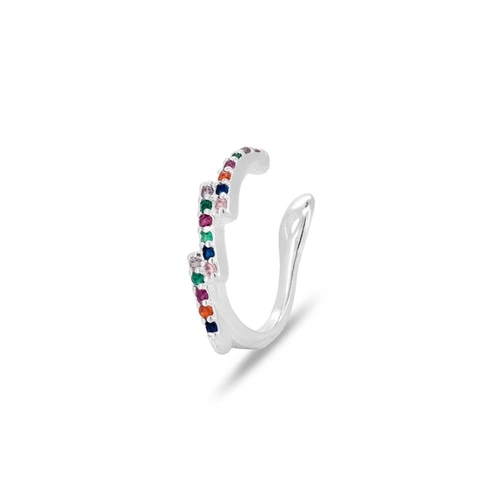 Brinco Ear Cuff Com Zircônias Coloridas (Unidade)