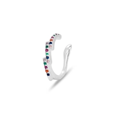 Brinco Ear Cuff Com Zircônias Coloridas (Unidade)