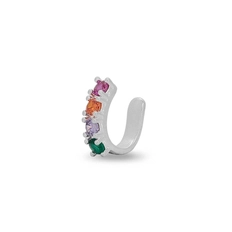 Brinco Ear Cuff Com Zircônias Coloridas (Unidade)
