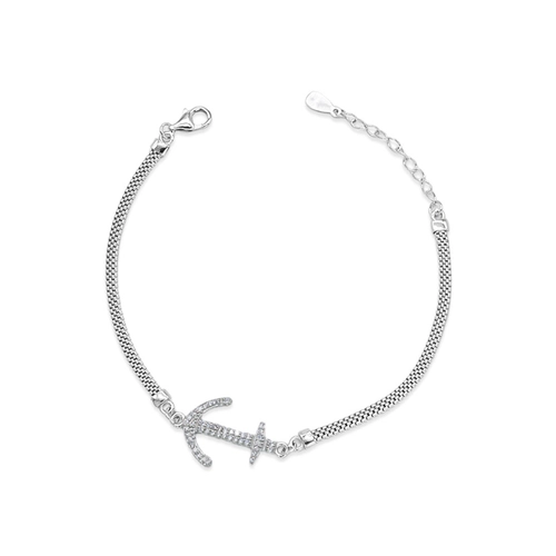 Pulseira de Âncora com Zircônias Cristal