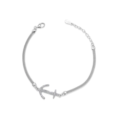 Pulseira de Âncora com Zircônias Cristal