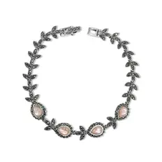 Pulseira Gota com Marcassita e Madrepérola Rosa
