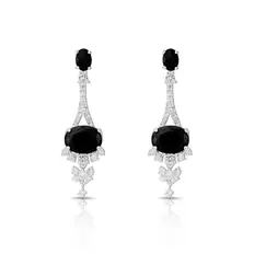 Brinco Balanço com  Zircônia Ônix e Zircônia Cristal
