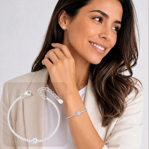 Pulseira Riviera Delicada com Zircônias Cristal