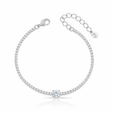 Pulseira Riviera Delicada com Zircônias Cristal