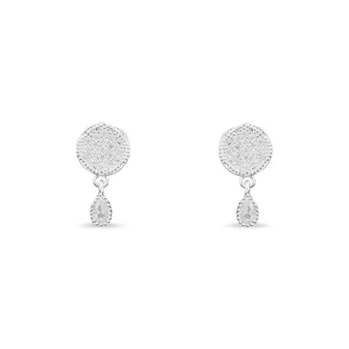 Brinco Balanço Redondo com Gota e Zircônia Cristal