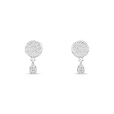 Brinco Balanço Redondo com Gota e Zircônia Cristal