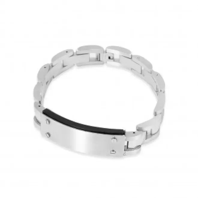 Pulseira com Placa Fosca com Detalhe Carbonado