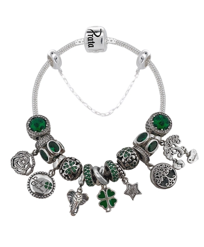 Pulseira De Prata Com Berloques Esmeralda