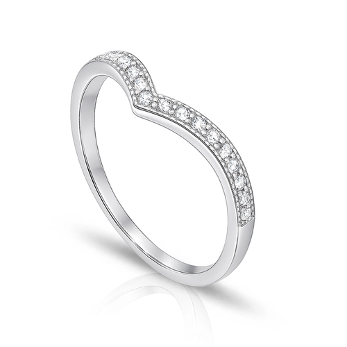 Anel V com Zircônias Cristal