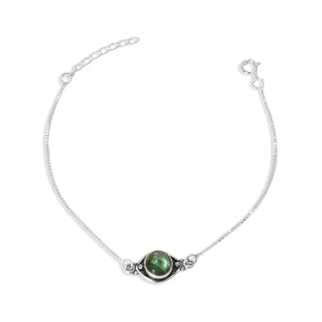 Pulseira em Malha Veneziana com Labradorita Redonda