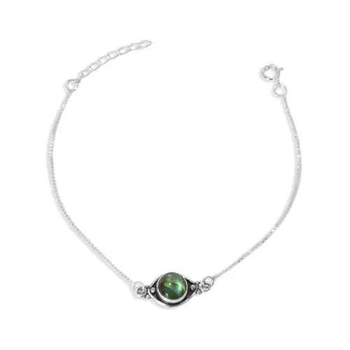 Pulseira em Malha Veneziana com Labradorita Redonda