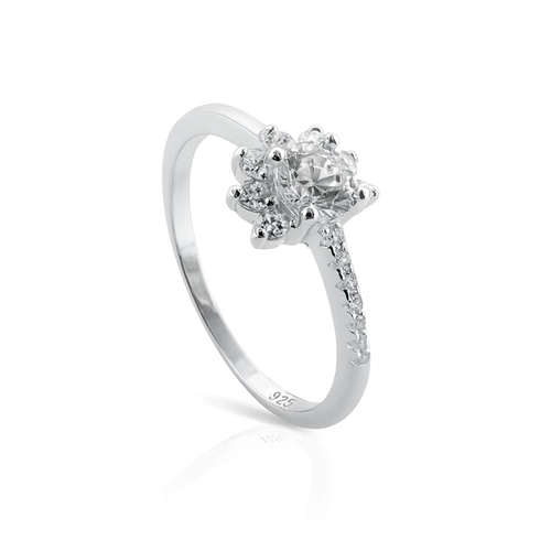 Anel Delicado com Zircônias Cristal Cravejadas