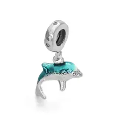 Berloque Balanço Golfinho com Resina Azul