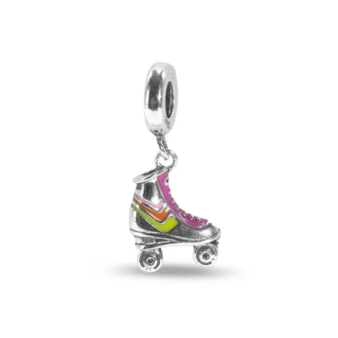 Berloque Balanço Patins com Resina Rosa e Amarela