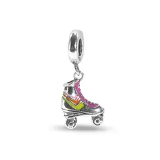 Berloque Balanço Patins com Resina Rosa e Amarela